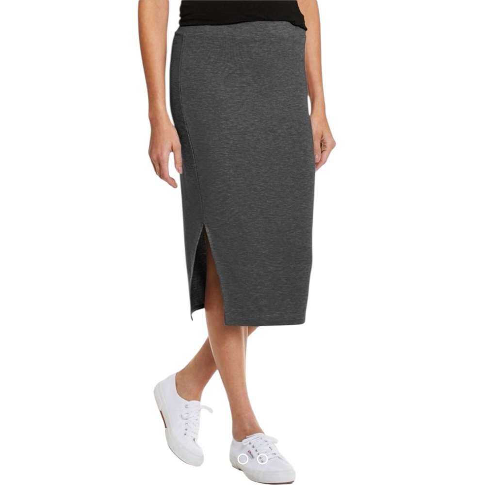 Garnet Hill Jersey Side-Slit Skirt in Gray W2133 Sz M